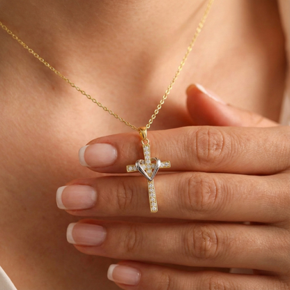 Two Tone Cross Necklace