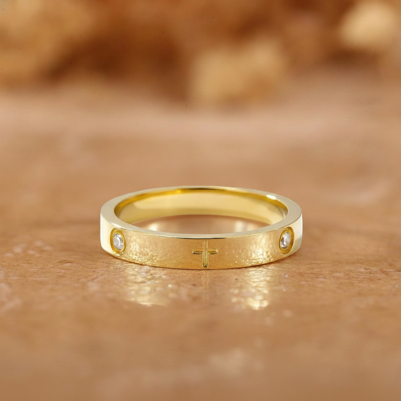 Crystal Cross Ring