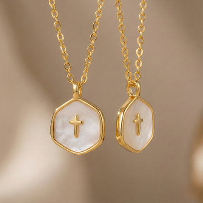 Mini Pearl Cross Necklace