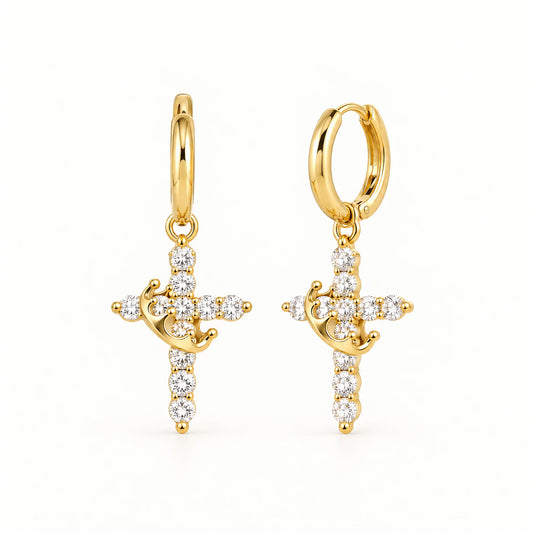 Crown Cross Earrings