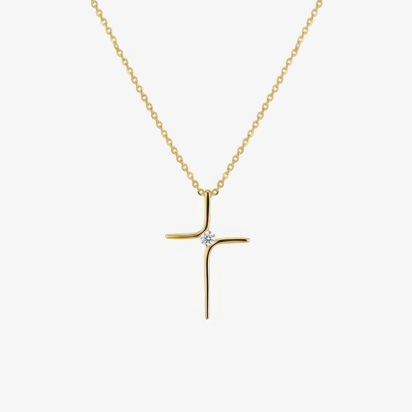 Core Cross Necklace in 18k gold and silver – delicate shimmering Christian necklace by Lainly™