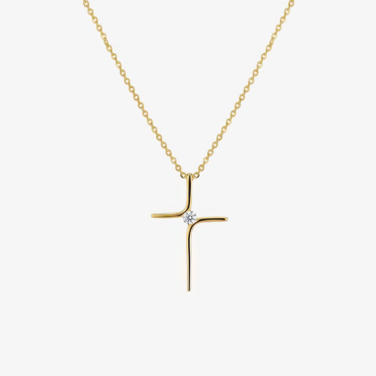 Core Cross Necklace in 18k gold and silver – delicate shimmering Christian necklace by Lainly™