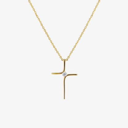 Core Cross Necklace in 18k gold and silver – delicate shimmering Christian necklace by Lainly™