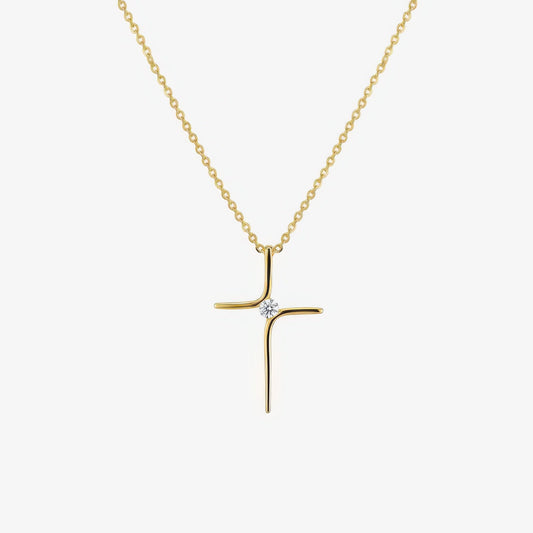 Core Cross Necklace in 18k gold and silver – delicate shimmering Christian necklace by Lainly™