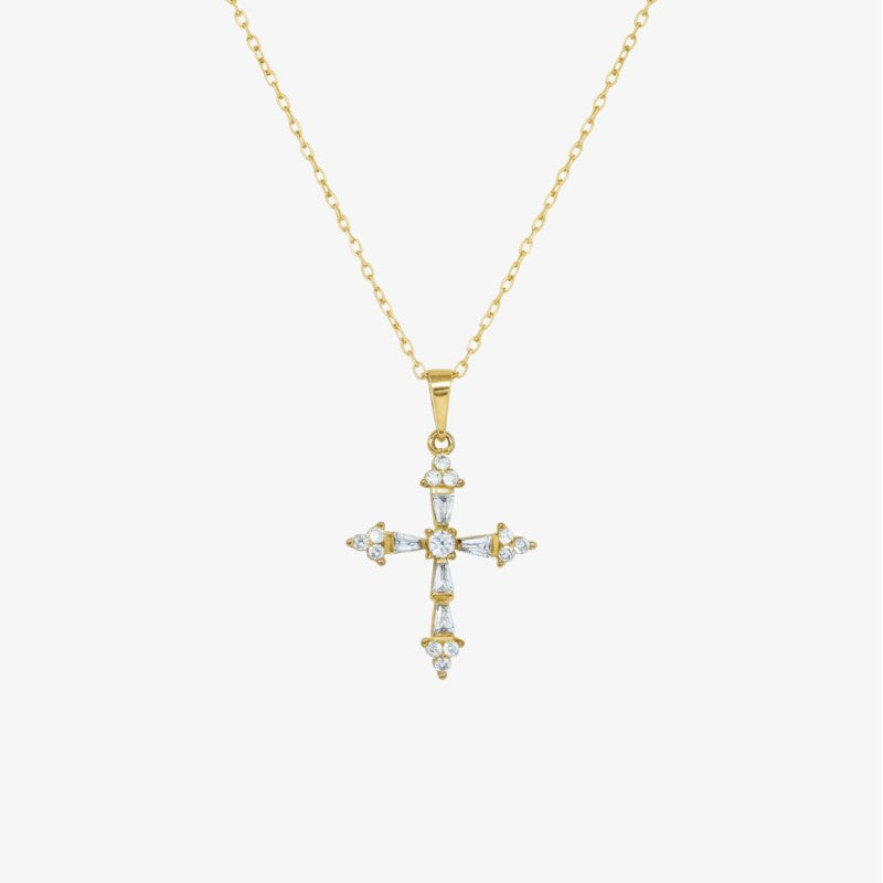 Dainty Cross Necklace in gold – minimalist everyday Christian cross necklace by Lainly™