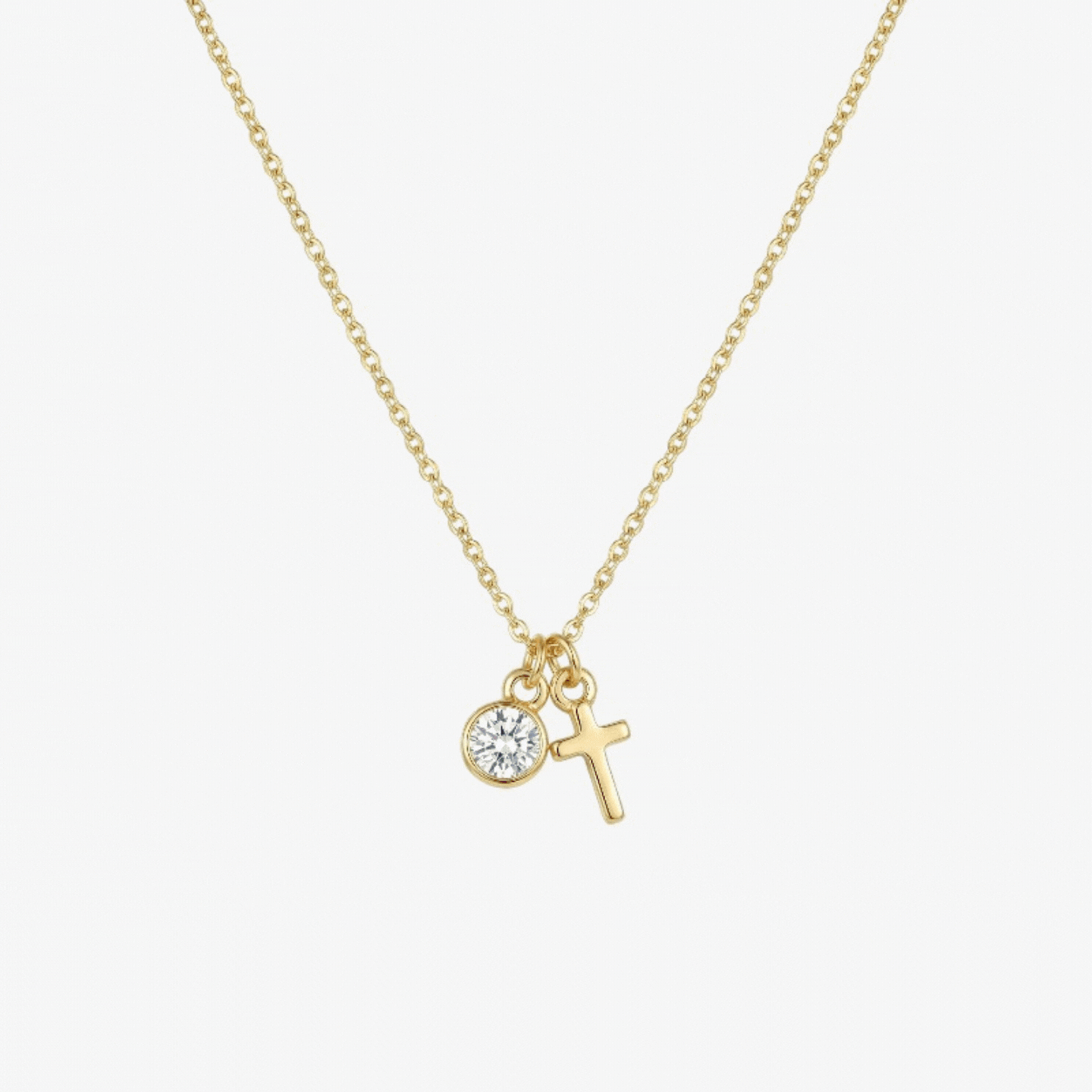 Birthstone Cross Necklace in 18k gold and silver – personalized Christian birthstone necklace by Lainly™