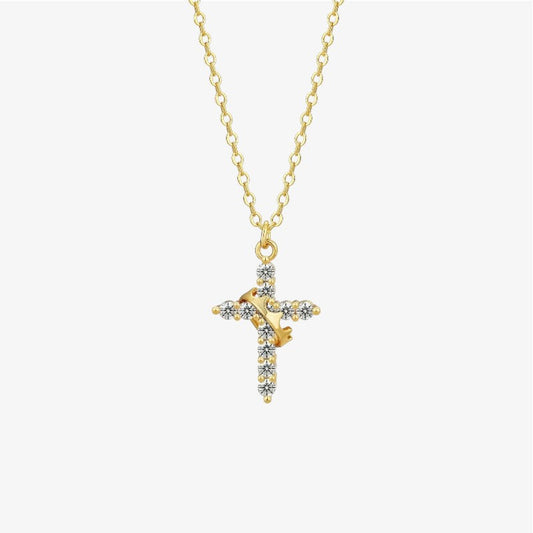 Crown Cross Necklace in 18k gold and silver – meaningful Christian cross and crown necklace by Lainly™