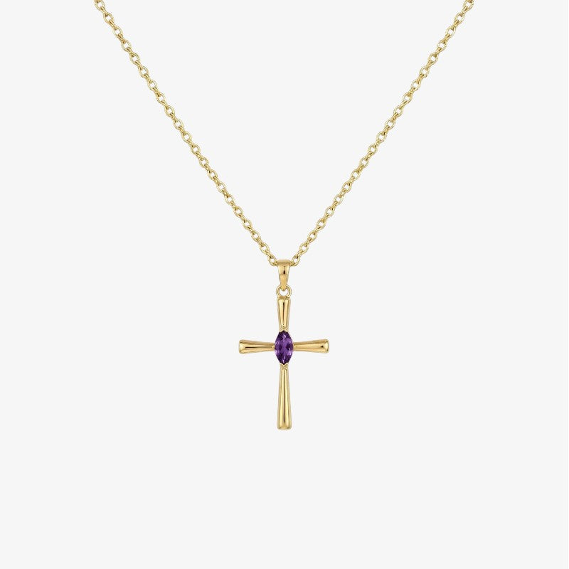 Birthstone Faith Necklace in 18k gold – premium personalized Christian faith necklace by Lainly™