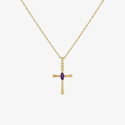 Birthstone Faith Necklace in 18k gold – premium personalized Christian faith necklace by Lainly™