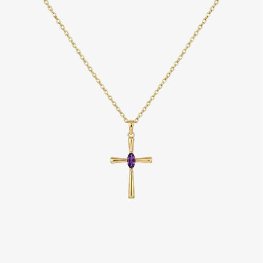Birthstone Faith Necklace in 18k gold – premium personalized Christian faith necklace by Lainly™