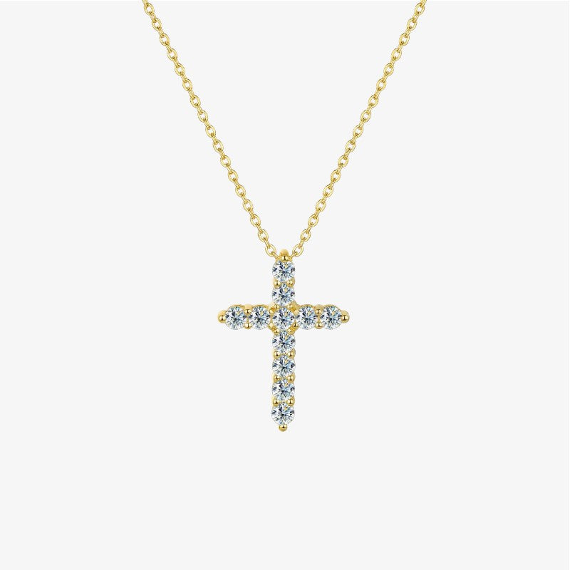 Moissanite Cross Necklace in 18k gold and silver – luxury VVS1 Christian cross necklace by Lainly™