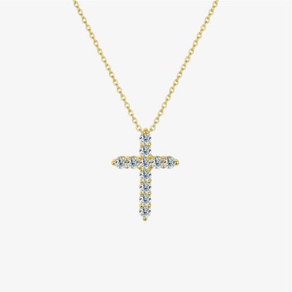 Moissanite Cross Necklace in 18k gold and silver – luxury VVS1 Christian cross necklace by Lainly™