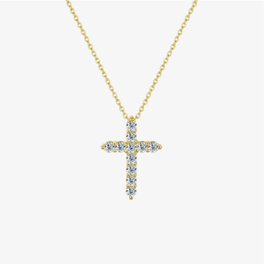Moissanite Cross Necklace in 18k gold and silver – luxury VVS1 Christian cross necklace by Lainly™