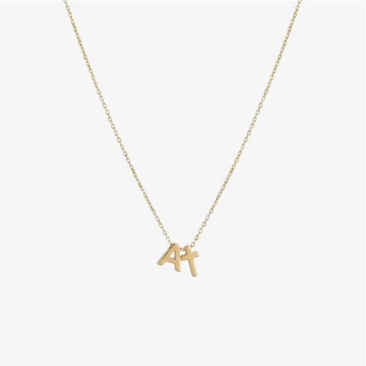 Initial Cross Necklace in 18k gold and silver – personalized initial Christian necklace by Lainly™