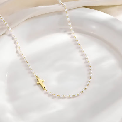 CROSS & PEARLS NECKLACE
