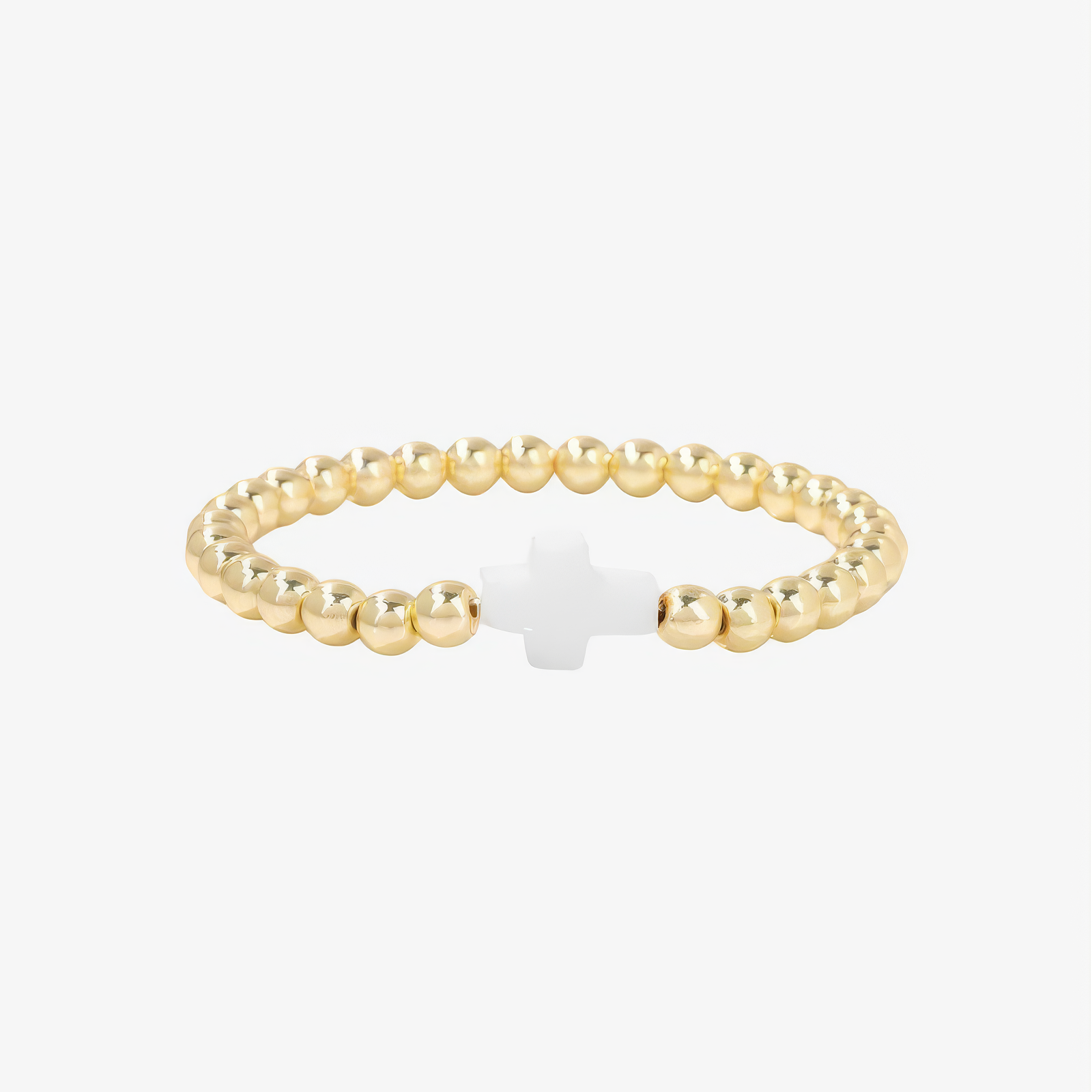 Gold Cross Bracelet – 18k gold bead cross charm Christian bracelet for women by Lainly™