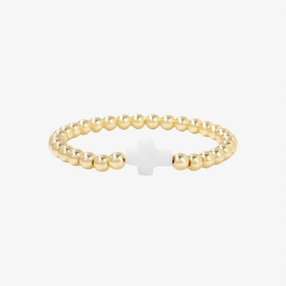 Gold Cross Bracelet – 18k gold bead cross charm Christian bracelet for women by Lainly™