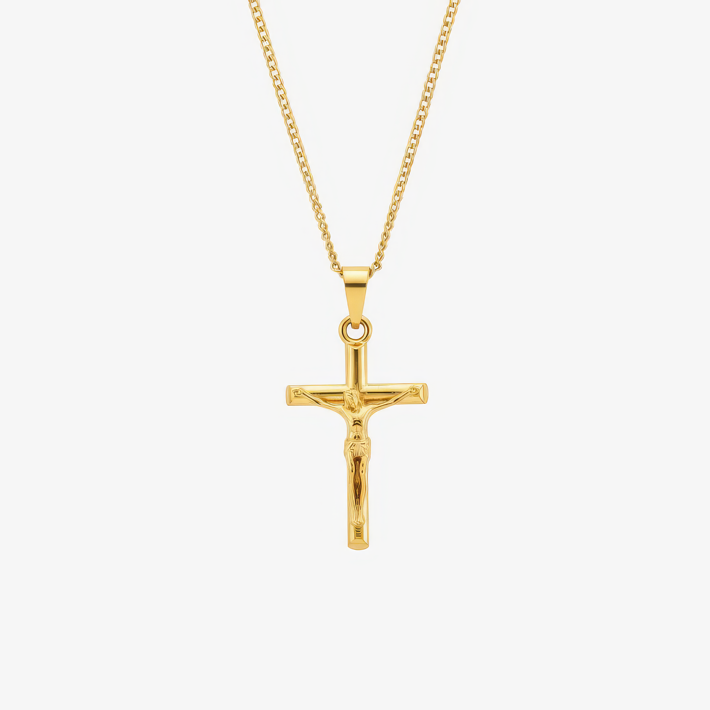 Crucifix Necklace in 18k gold and silver – traditional Catholic crucifix necklace by Lainly™