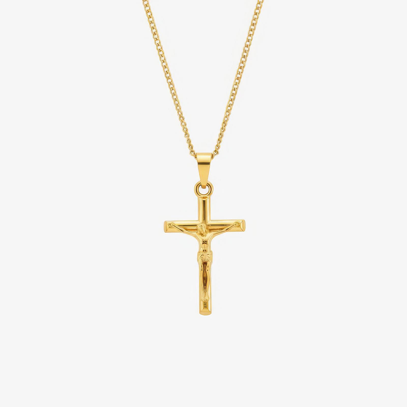 Crucifix Necklace in 18k gold and silver – traditional Catholic crucifix necklace by Lainly™