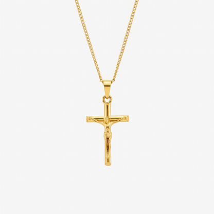 Crucifix Necklace in 18k gold and silver – traditional Catholic crucifix necklace by Lainly™