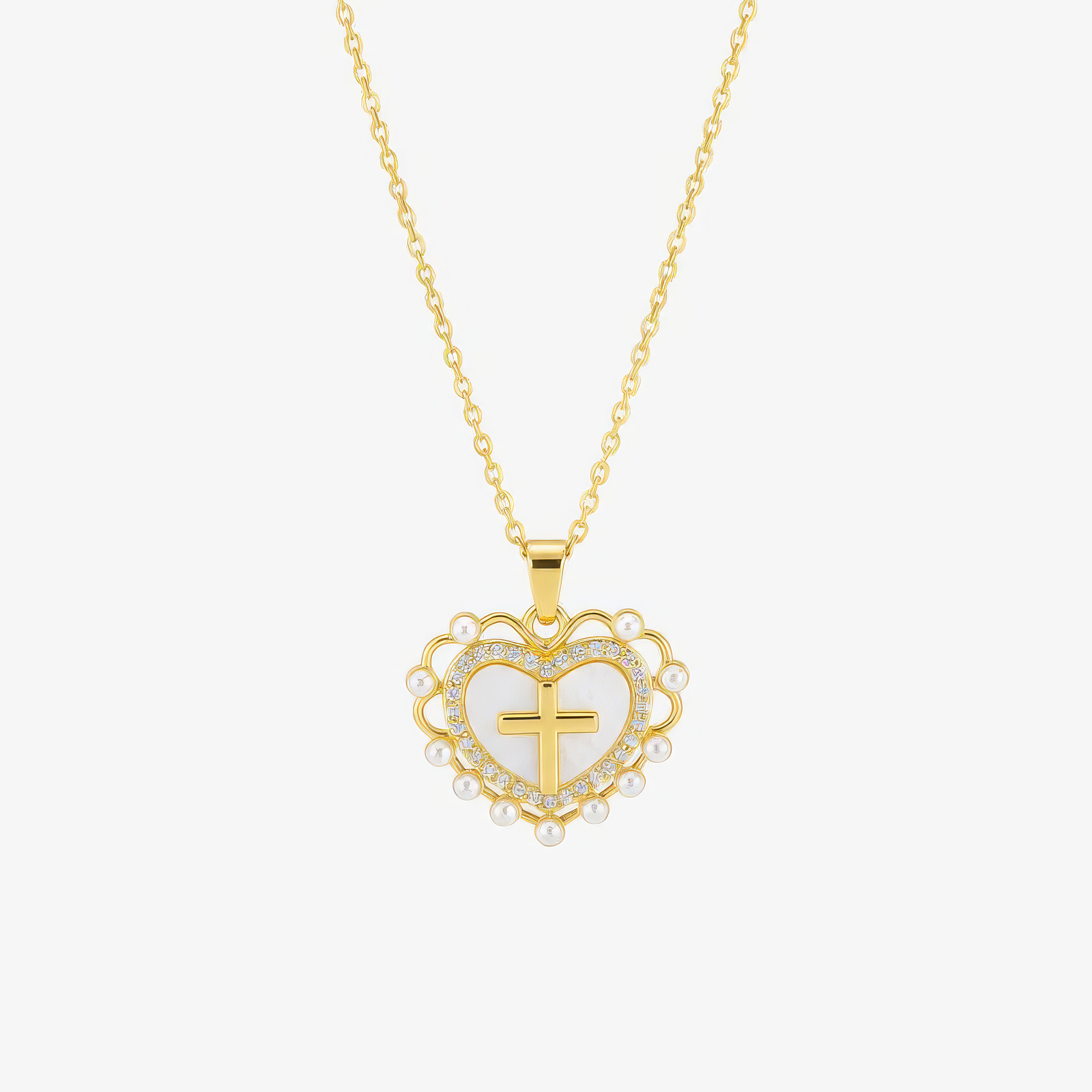 Heart Cross Necklace in gold – Christian heart and cross necklace for women by Lainly™