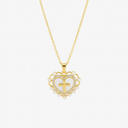 Heart Cross Necklace in gold – Christian heart and cross necklace for women by Lainly™
