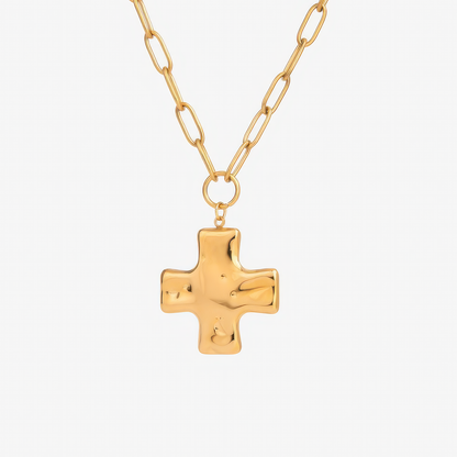 Chunky Cross Necklace in 18k gold and silver – bold polished Christian necklace for women by Lainly™