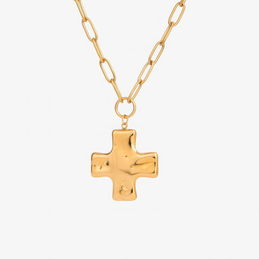 Chunky Cross Necklace in 18k gold and silver – bold polished Christian necklace for women by Lainly™