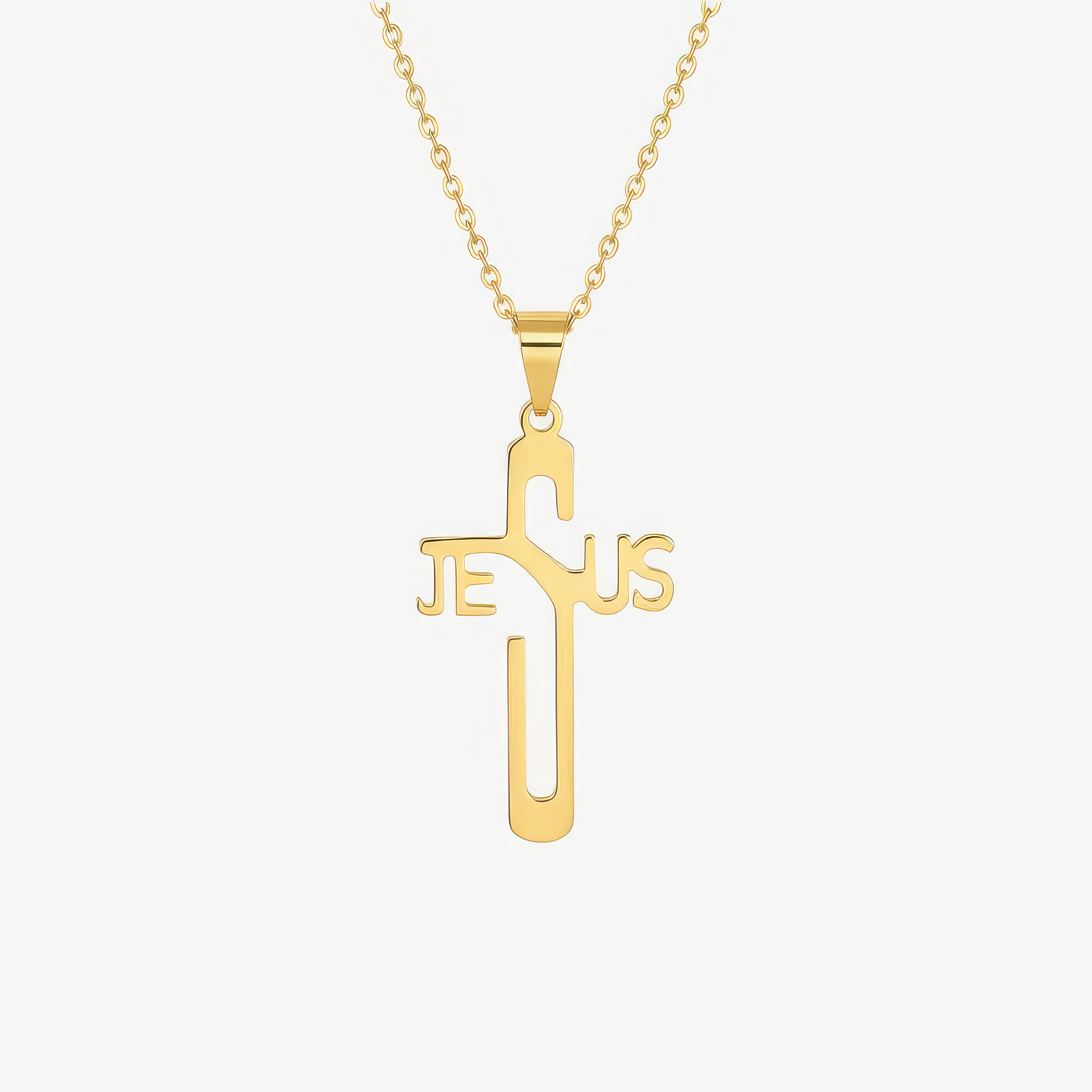 Jesus Necklace – name of Jesus script necklace in 18k gold and silver by Lainly™