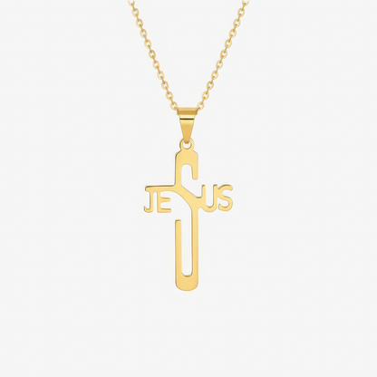 Jesus Necklace – name of Jesus script necklace in 18k gold and silver by Lainly™