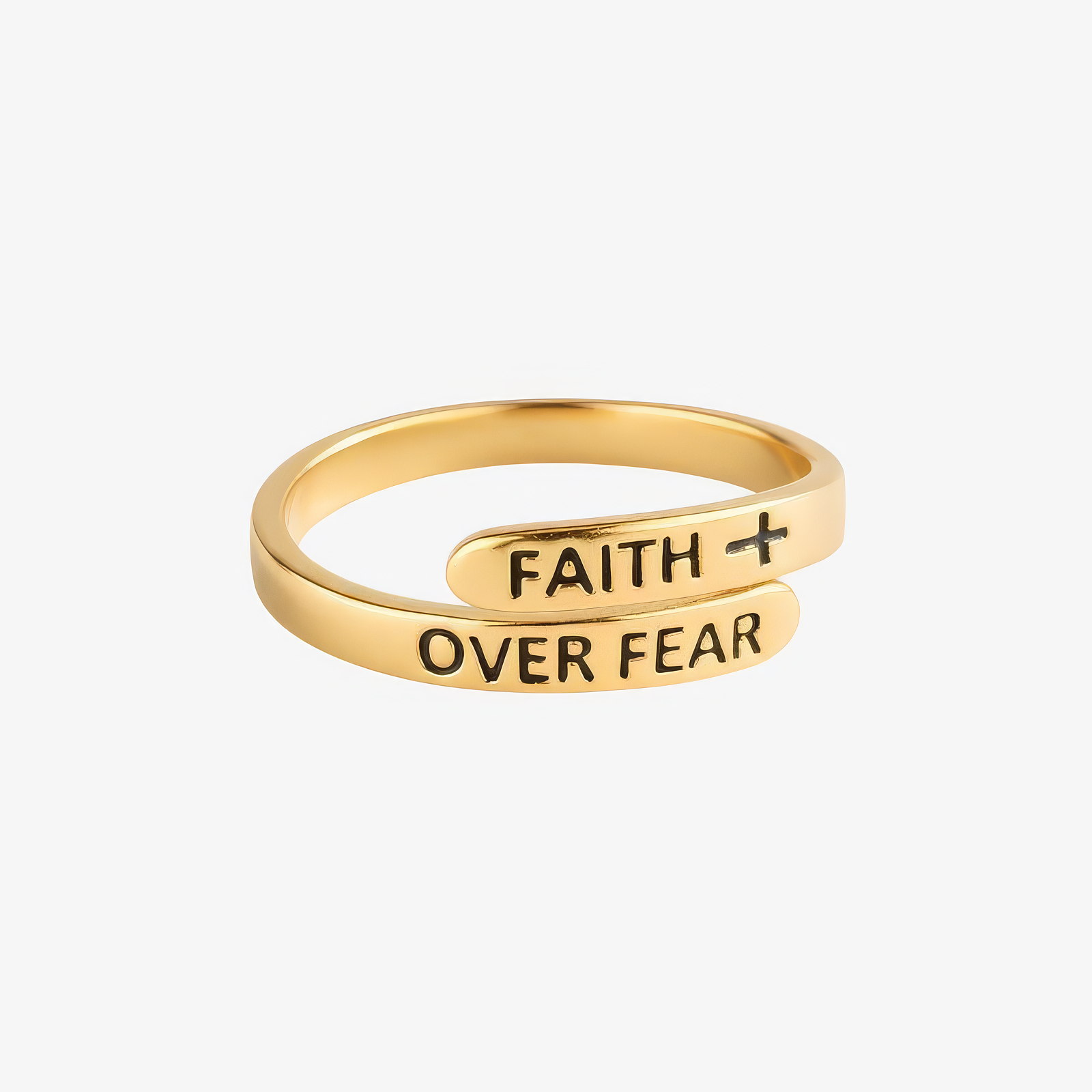 Faith Over Fear Ring in 18k gold and silver – Christian faith ring for women by Lainly™
