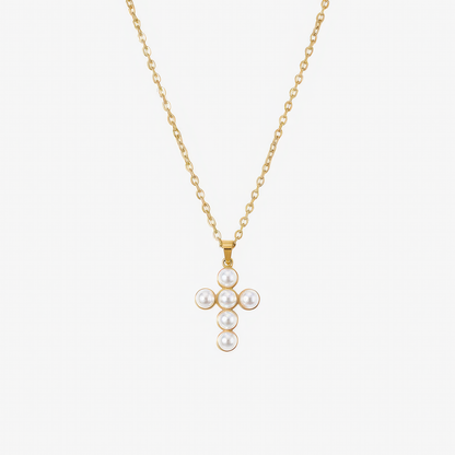 Halo Pearl Necklace – delicate pearl halo Christian necklace for women by Lainly™