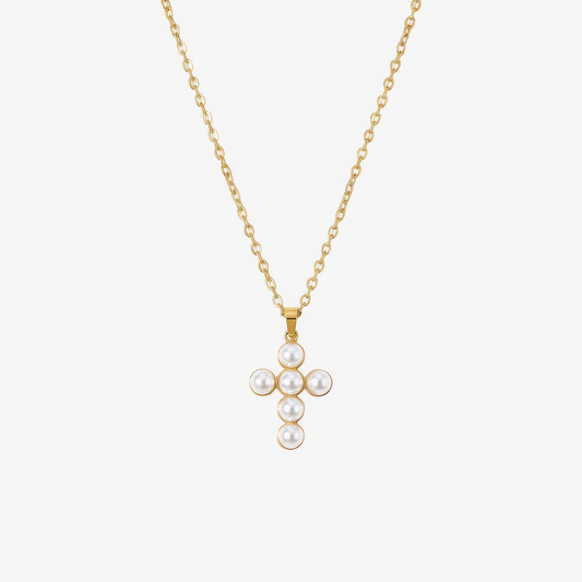 Halo Pearl Necklace – delicate pearl halo Christian necklace for women by Lainly™
