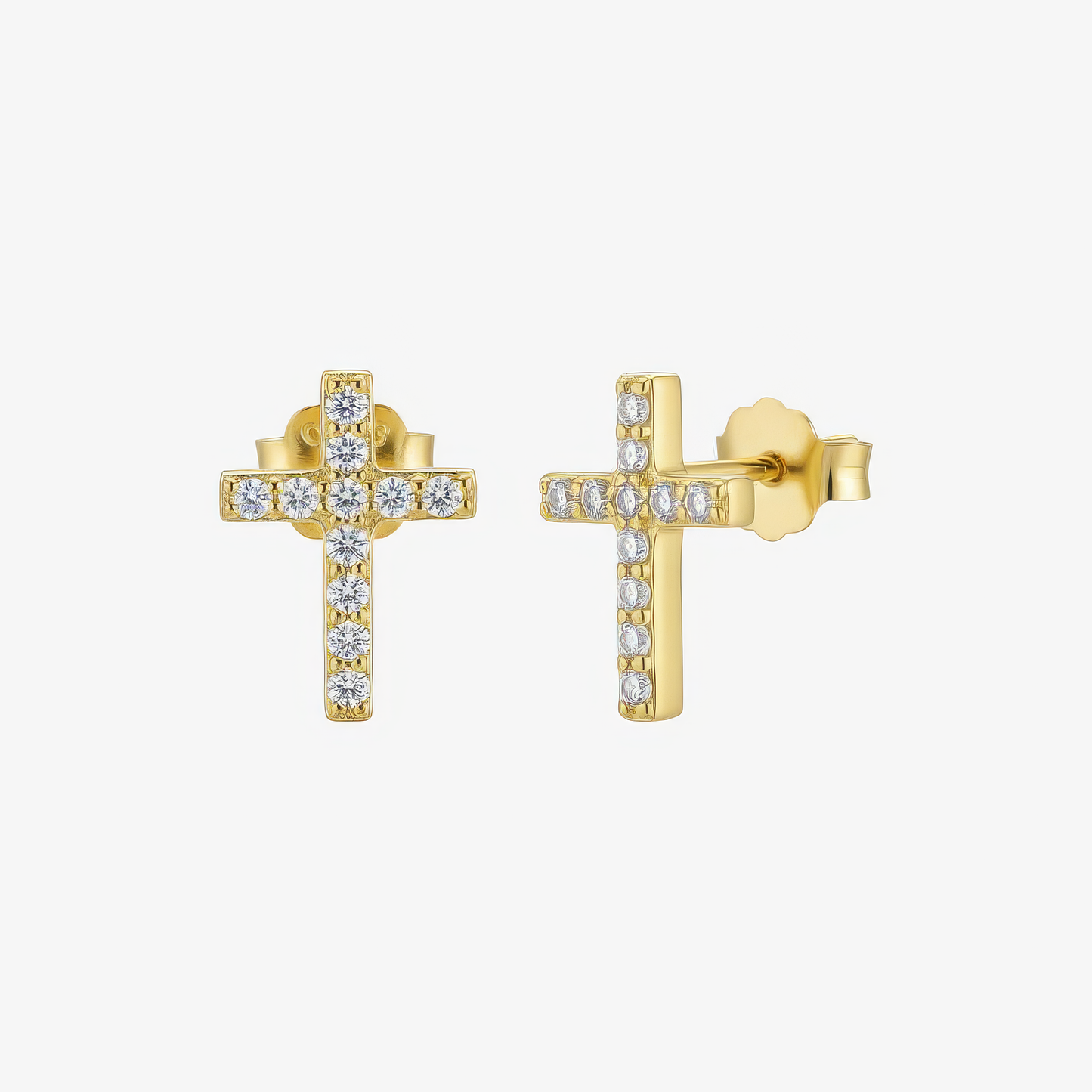 Tiny Cross Studs – minimalist cross stud earrings in 18k gold and silver by Lainly™