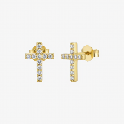 Tiny Cross Studs – minimalist cross stud earrings in 18k gold and silver by Lainly™