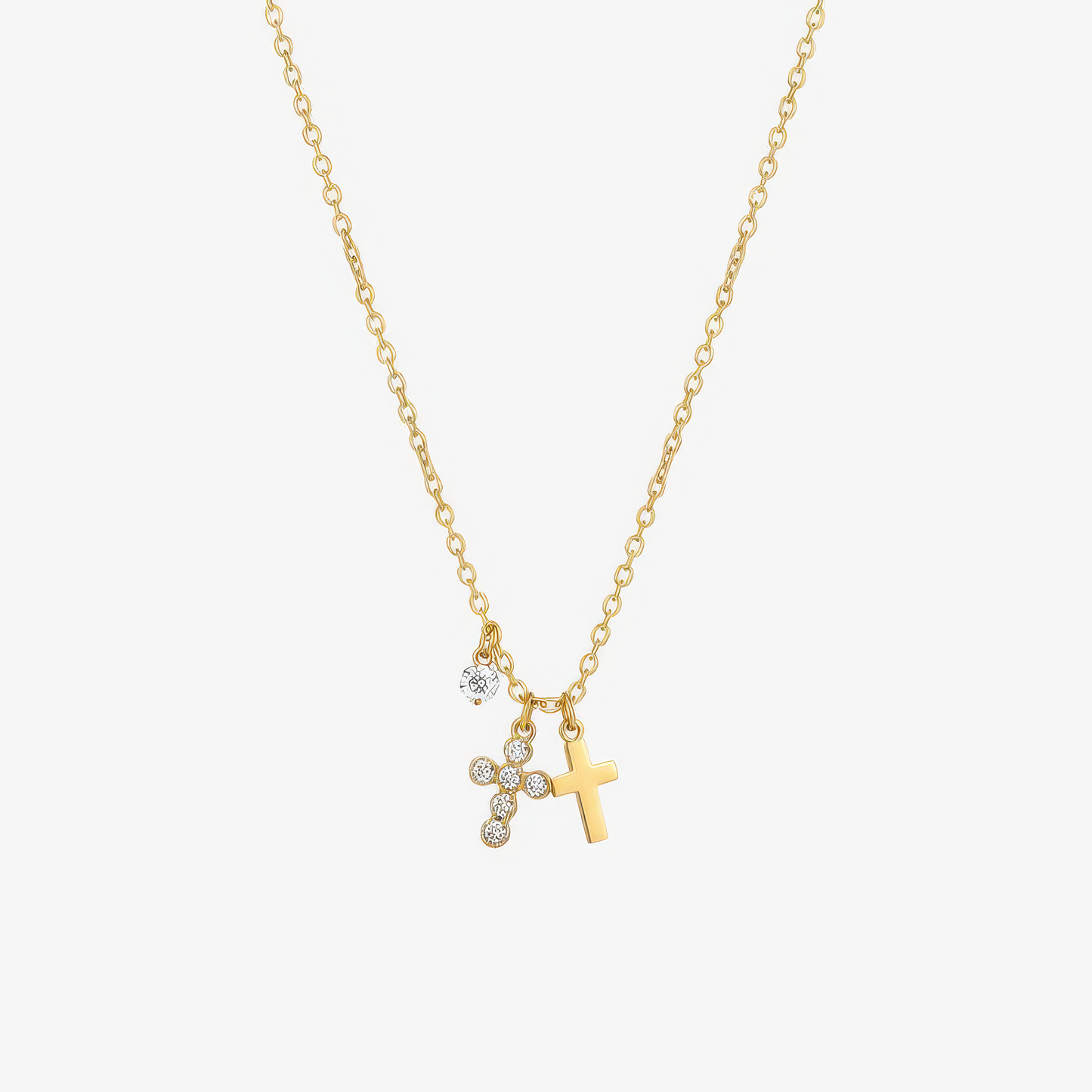 Charm Cross Necklace in 18k gold and silver – delicate layerable Christian cross necklace by Lainly™