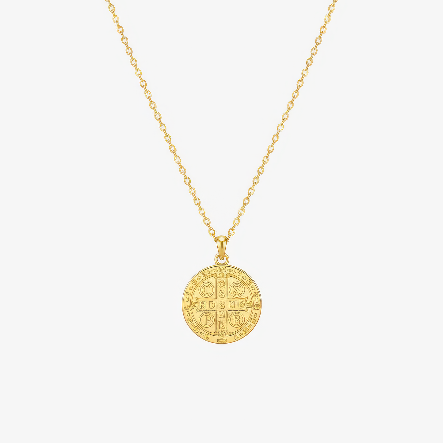 Saint Benedict Necklace – Catholic medal necklace in 18k gold and silver by Lainly™