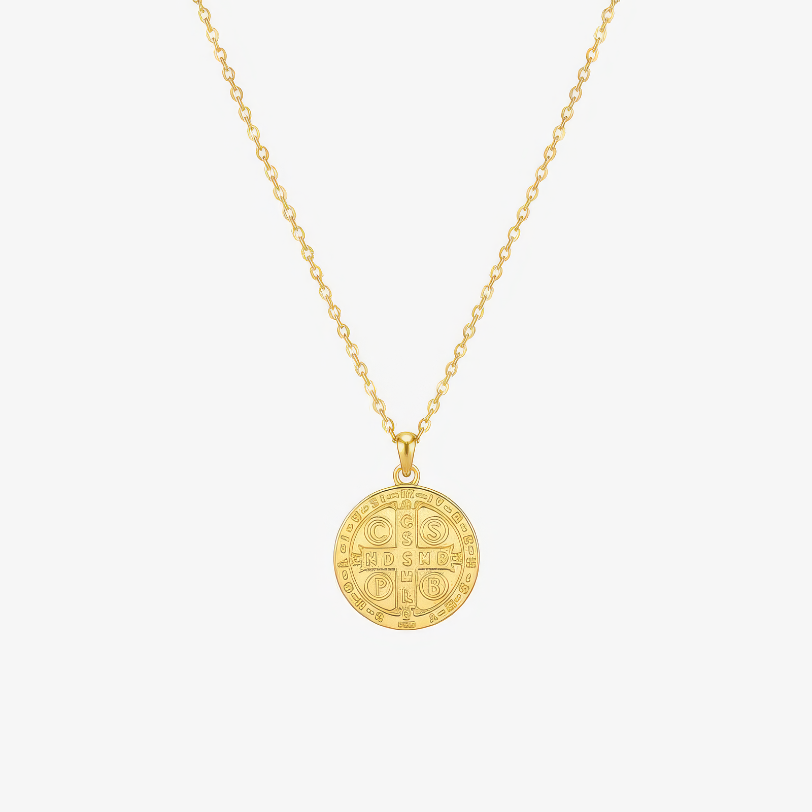 Saint Benedict Necklace – Catholic medal necklace in 18k gold and silver by Lainly™