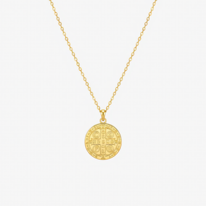 Saint Benedict Necklace – Catholic medal necklace in 18k gold and silver by Lainly™