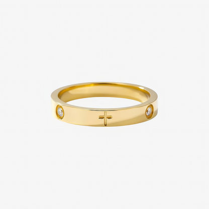Crystal Cross Ring in 18k gold and silver – sparkling crystal Christian ring for women by Lainly™