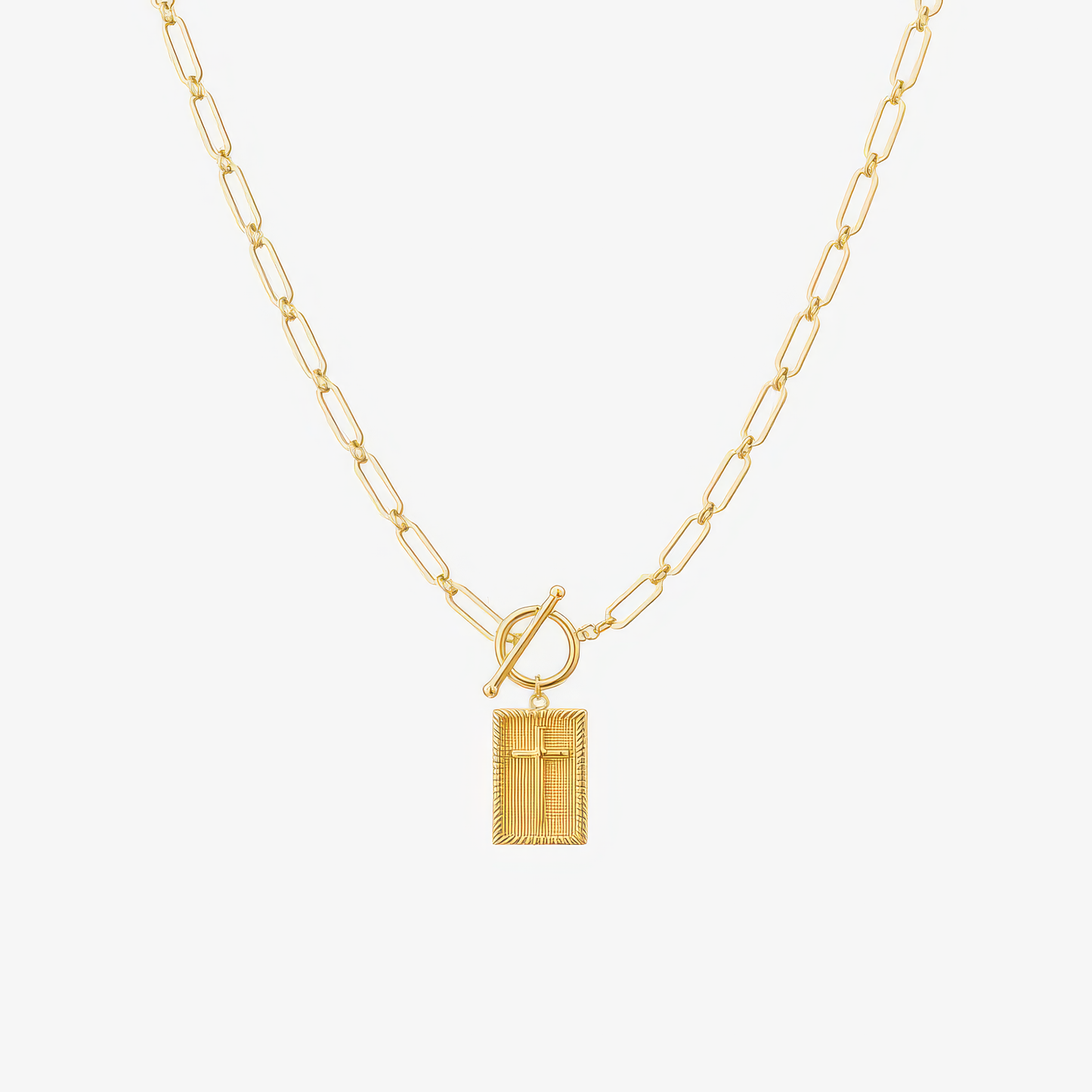Paperclip Cross Necklace – chunky paperclip chain Christian necklace in 18k gold and silver by Lainly™