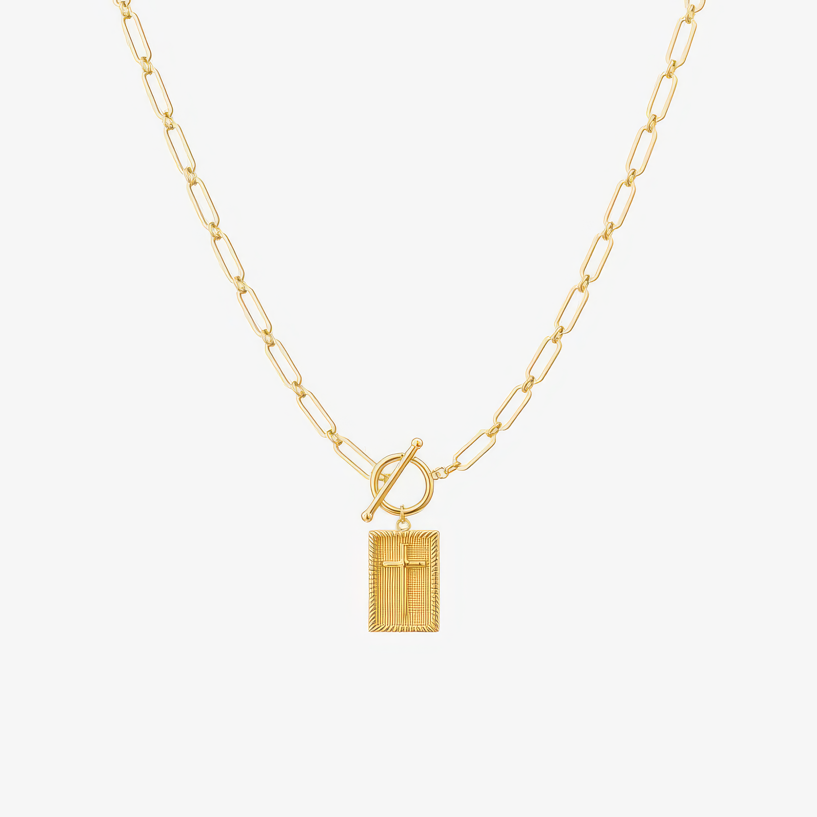 Paperclip Cross Necklace – chunky paperclip chain Christian necklace in 18k gold and silver by Lainly™