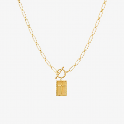 Paperclip Cross Necklace – chunky paperclip chain Christian necklace in 18k gold and silver by Lainly™