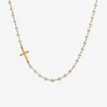 Freshwater Pearl Cross Necklace – genuine pearl Christian necklace for women by Lainly™