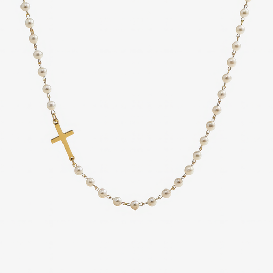 Freshwater Pearl Cross Necklace – genuine pearl Christian necklace for women by Lainly™