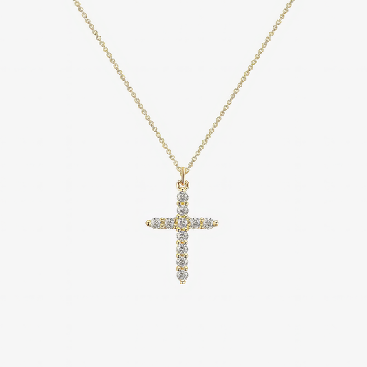 Crystal Cross Necklace in 18k gold and silver – sparkling crystal Christian necklace by Lainly™