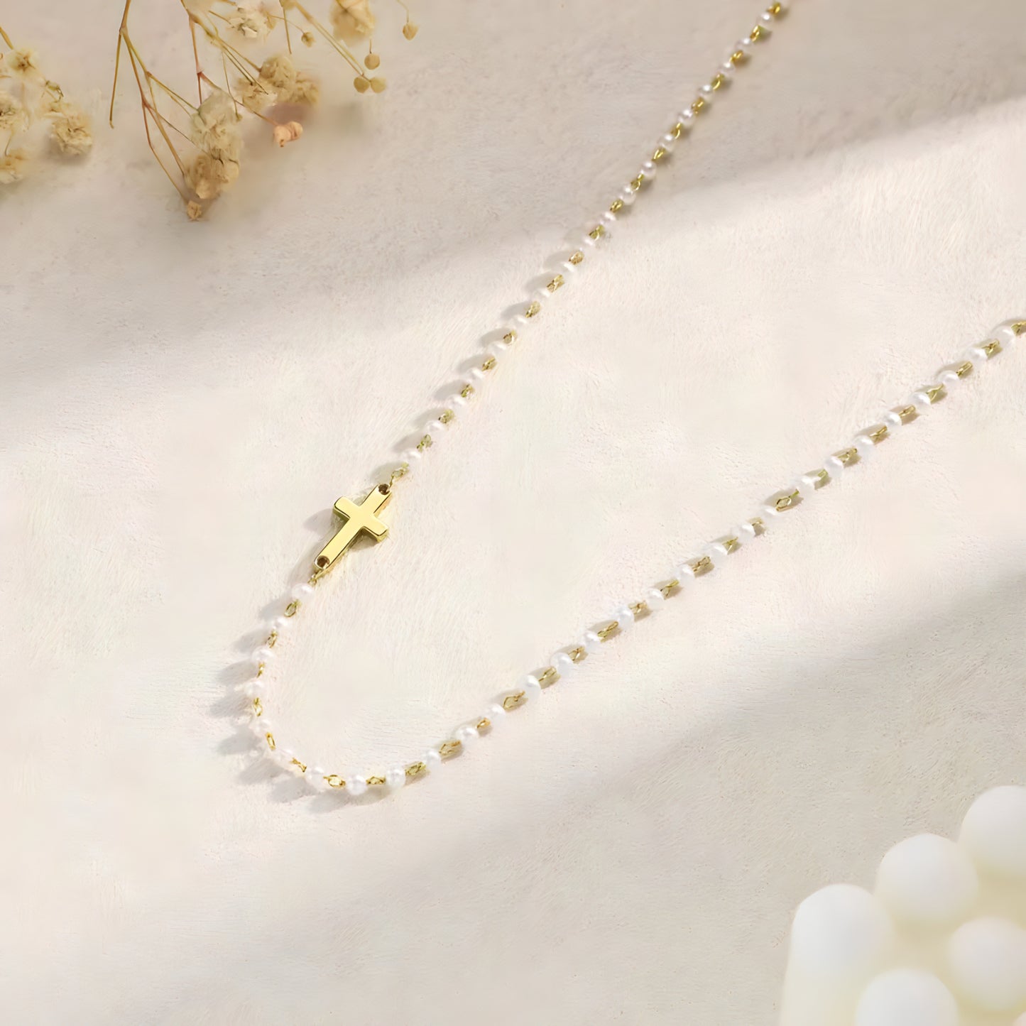 CROSS & PEARLS NECKLACE