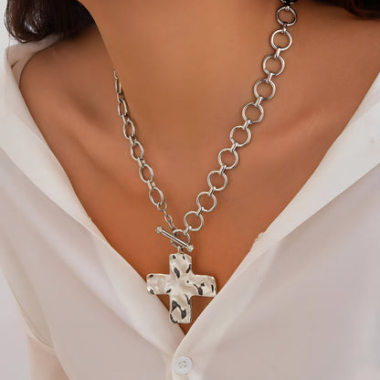 Chunky Cross Necklace in 18k gold and silver – bold statement Christian necklace for women by Lainly™